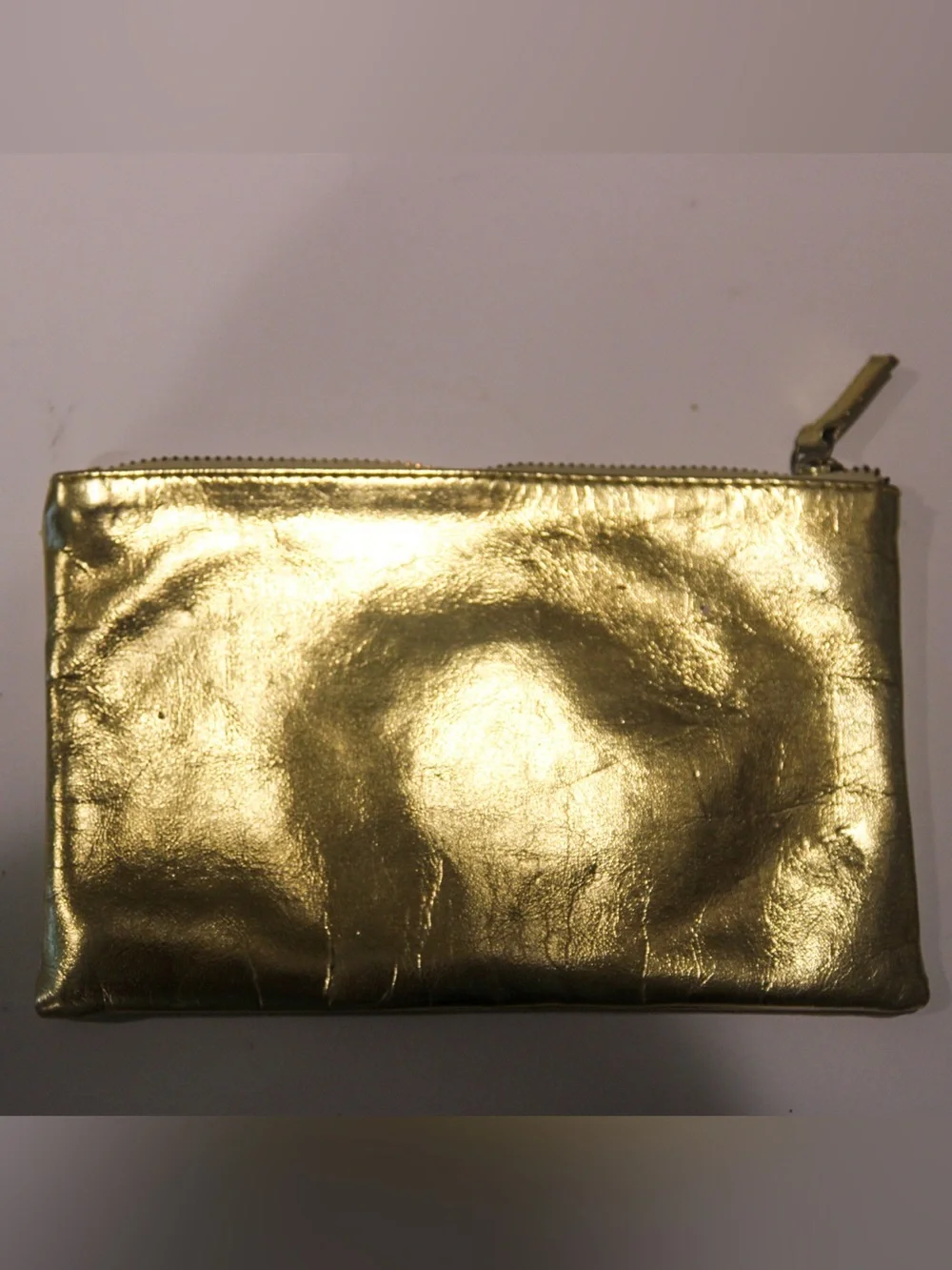 Gold Metal Mesh Zipper Pouch Evening Clutch Cosmetic Makeup Bag 7.5